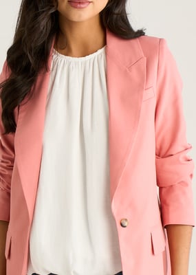 Coral Edge To Edge Linen Jacket