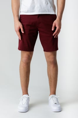Burgundy Classic Chino Shorts With Button Fastening And Belt Loops