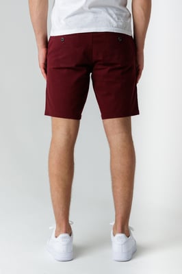 Burgundy Classic Chino Shorts With Button Fastening And Belt Loops