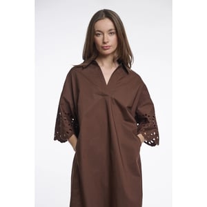 Rino & Pelle Ceylinregular.7002624 regular length wide dress with sleeve detail dark brown