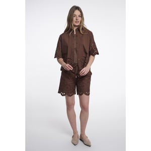Rino & Pelle Kaate.7002624 short sleeve blouse with button closure dark brown
