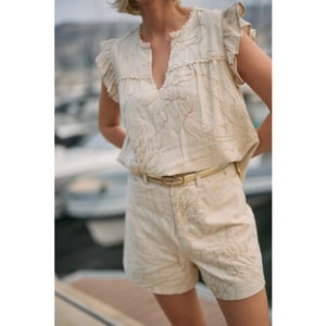 Nukus Nks01118 9 lori top embroidery sand
