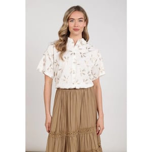 Nukus Nks02207 126 britt blouse embroidery offwhite/gold