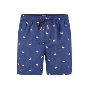 Happy Shorts Heren zwemshort donkerblauw manderijn fruit print