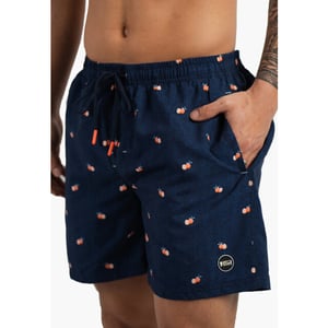 Happy Shorts Heren zwemshort donkerblauw manderijn fruit print
