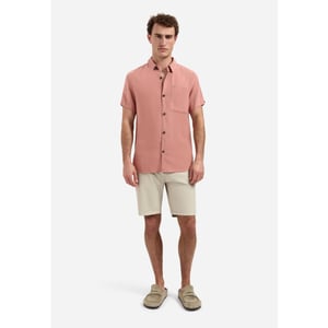 No Excess Shirt short sleeve with linen, garm coral