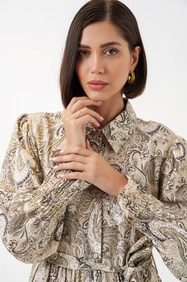 Maxi Shirtjurk met Paisleyprint en Riem