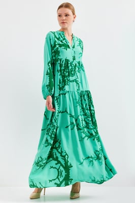 Geprinte V-hals Maxi-jurk