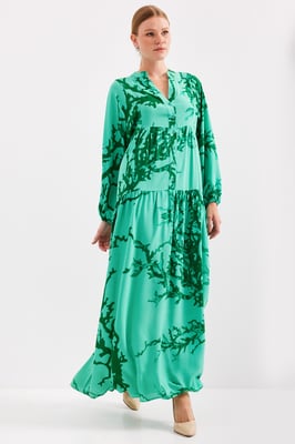 Geprinte V-hals Maxi-jurk