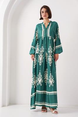Geprinte V-hals Maxi-jurk