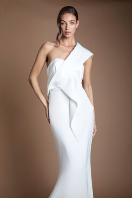 Twist Bow Back Fishtail Wedding Dress