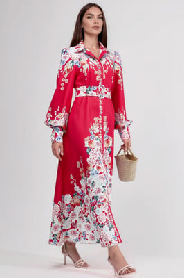 Bloemen Maxi Jurk met Knopen Sluiting