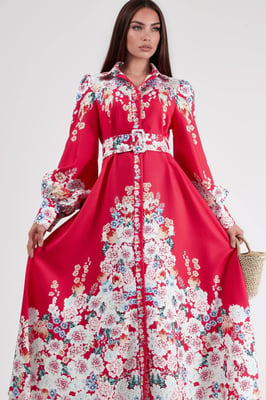Bloemen Maxi Jurk met Knopen Sluiting