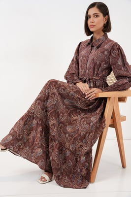 Maxi Overhemdjurk met Paisleyprint en Ceintuur
