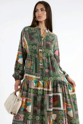 V-hals Patroon Maxi Jurk