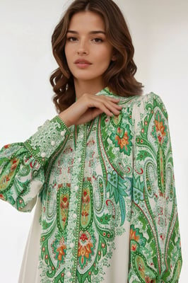 Geprinte Maxi Jurk met Lange Mouwen