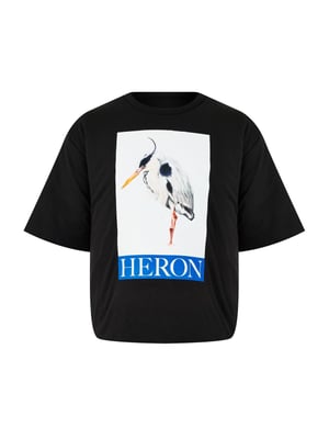 Gewatteerd T-shirt met geschilderd reigerlogo