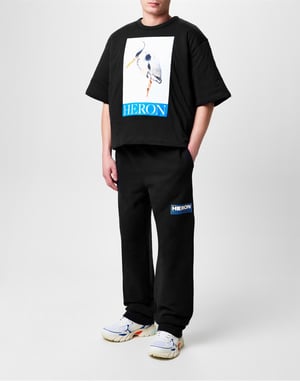 Gewatteerd T-shirt met geschilderd reigerlogo
