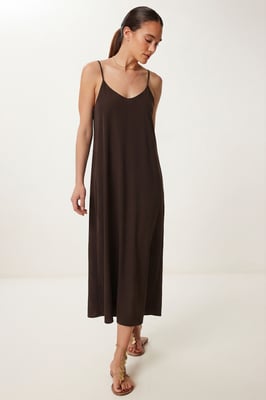 Losse Midi-jurk met U-hals