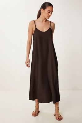 Losse Midi-jurk met U-hals