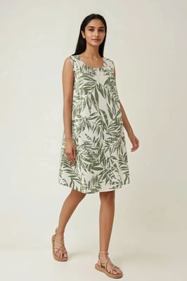 Bloemen A-vormige Mouwloze Mini-jurk