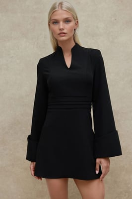 Elegante V-hals Lange Mouw Mini Jurk