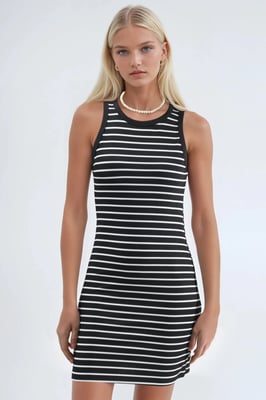 Bodycon Mini Jurk met Ronde Hals