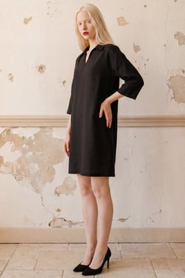 Polo Kraag Mini Jurk met Driekwart Mouwen