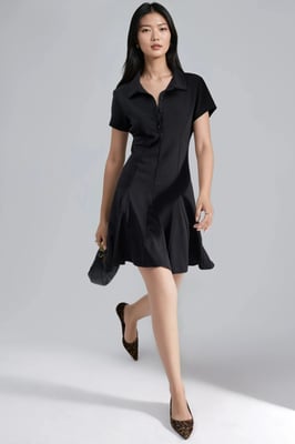 Crepe Mini-jurk met knoopsluiting en polo-kraag