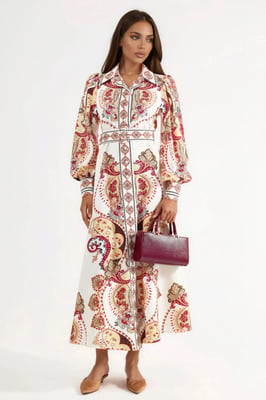 Patroon Maxi Jurk met Riem