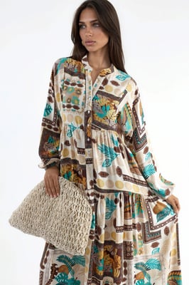 V-hals Patroon Maxi Jurk