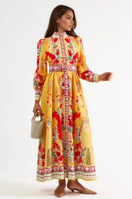 Bloemen Maxi Jurk met Ceintuur
