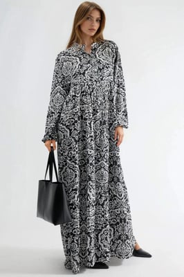 Comfortabele Gewatteerde Maxi Jurk