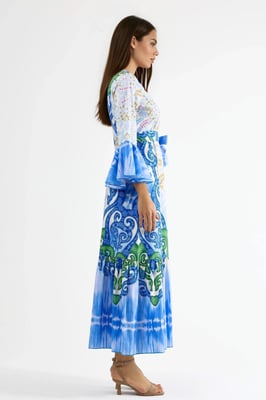 Fleurige Paisley V-hals Maxi Jurk