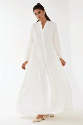 Gestructureerde V-hals Maxi-jurk met knoopdetails
