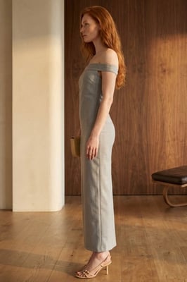 Off Shoulder Bodycon Maxiklänning med Slits