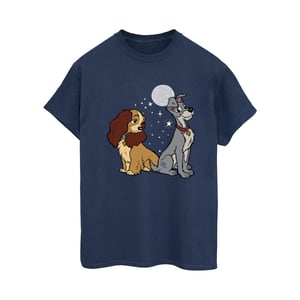 Disney Dam/dam Lady And The Tramp Moon Boyfriend T-shirt i bomull (Marinblått)