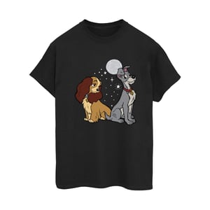 Disney Dam/dam Lady And The Tramp Moon Boyfriend T-shirt i bomull (Svart)