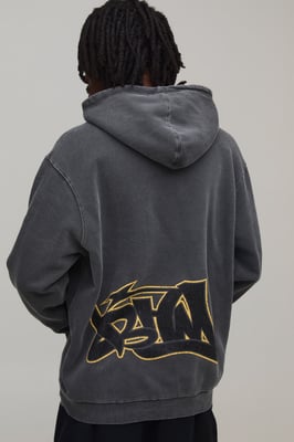 Oversized BHM Graffiti Washed Printed Hoodie