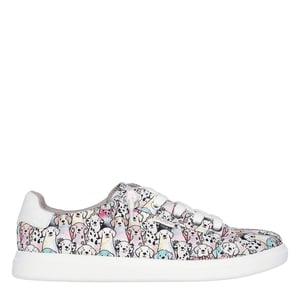 Women's Skechers Bobs D Vine Dog Graphic Canvas Low Top Sneakers in Multi