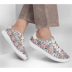 Women's Skechers Bobs D Vine Dog Graphic Canvas Low Top Sneakers in Multi