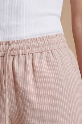 Pinstripe Tie Waist Wide Leg Relaxed Trouser