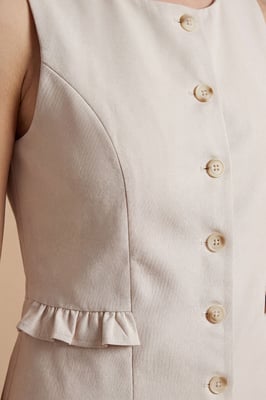 Frill Pocket Detail Button Up Waistcoat