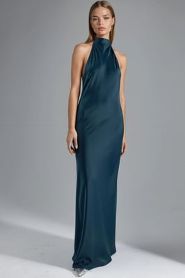 Halter Neck Siden Maxiklänning