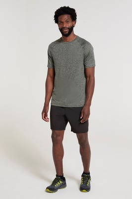 'Agra' Men's IsoCool Striped Tee Sun Protection Comfy Sports T-Shirt Forest Green