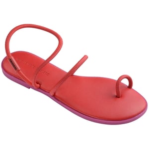 Women's Havaianas Una Toe Post Thong Toe Flat Sandals in Ruby Red