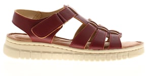 Ever So Soft Womens Sandals Low Wedge Porto Touch Fastening bordo