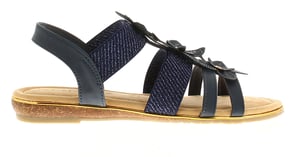 Apache Womens Sandals Low Wedge Taper Elasticated navy