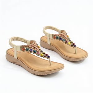 Heavenly Feet Radiance Womens Toe-post Sandals Beige