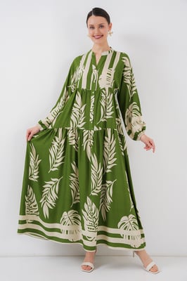 Geprinte V-hals Maxi-jurk